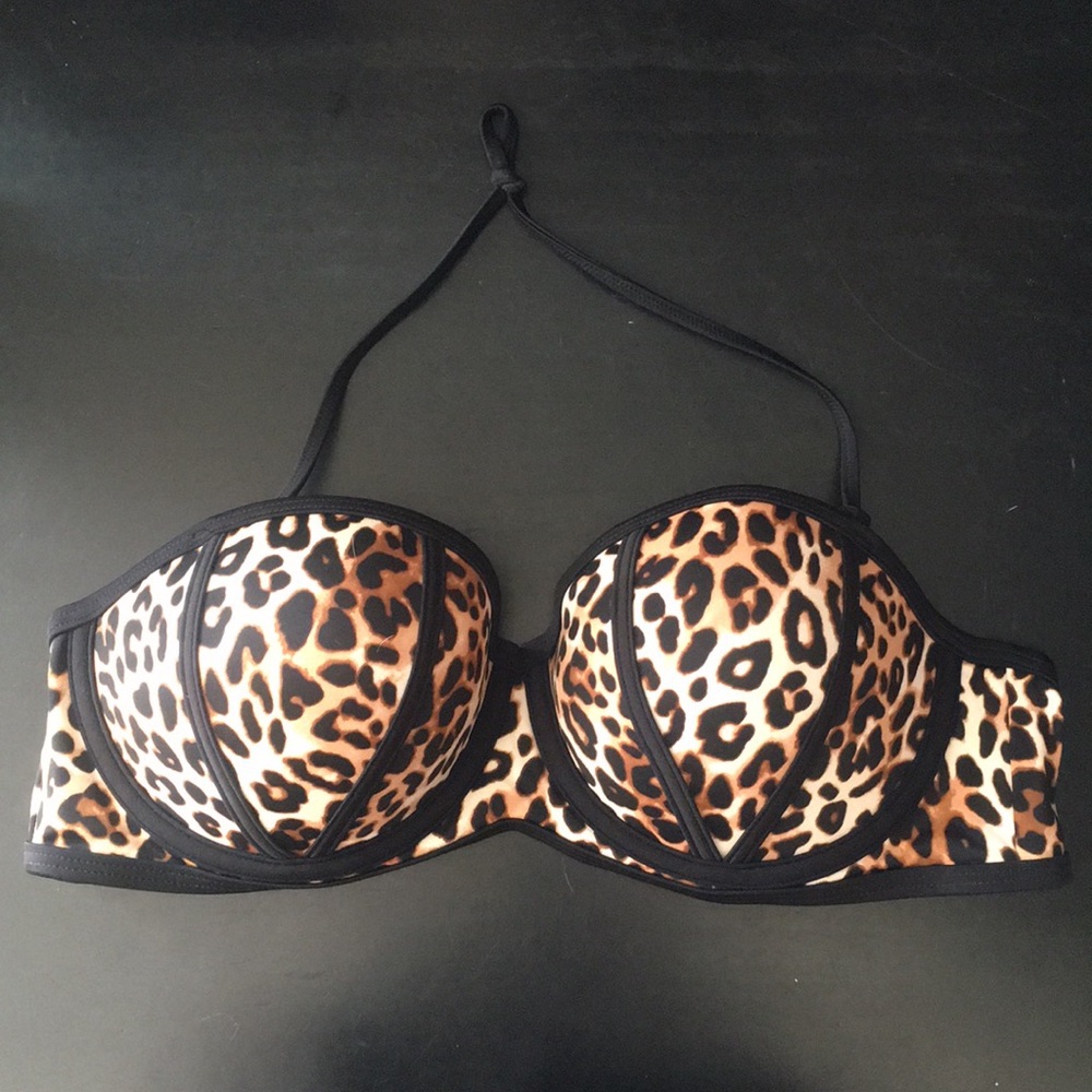 NWOT PINK by VS Large Cheetah Bikini Halter Top